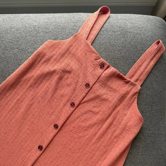 ZARA Coral Button Down Tank Maxi Dress Large - Picture 3 of 6